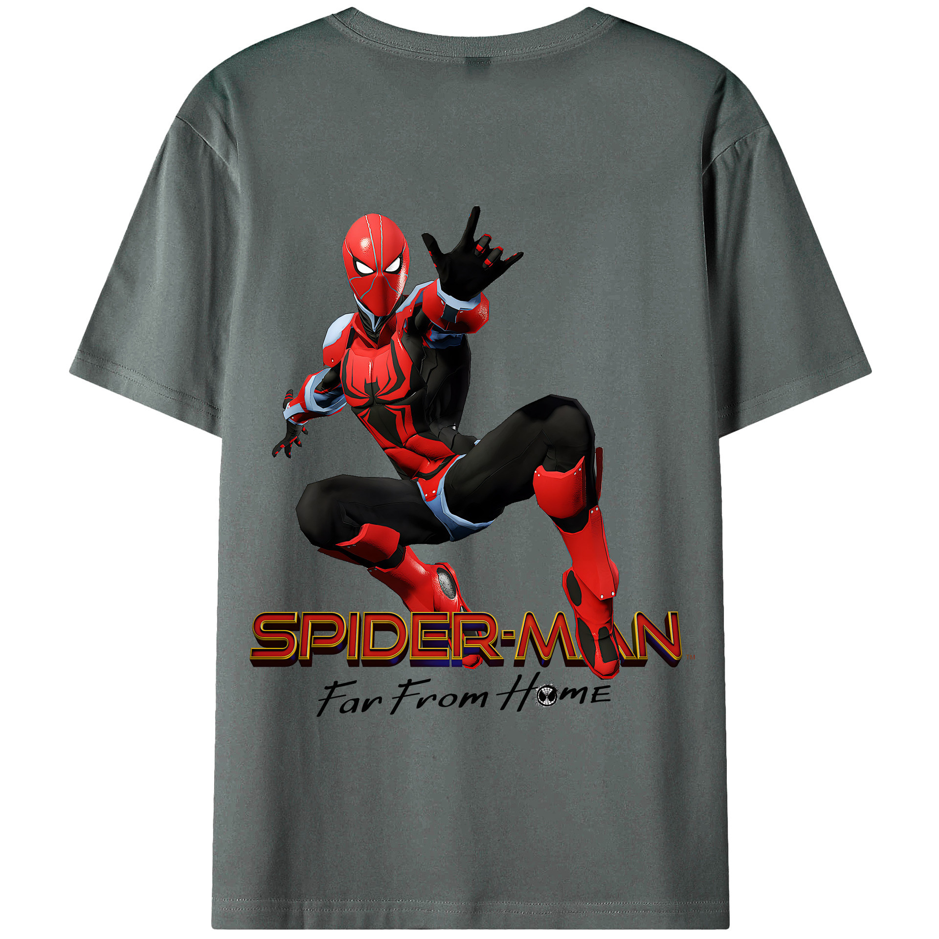 （画像用） Spider Man スパイダーマン 綿100％半袖Tシャツ（背面プリント）